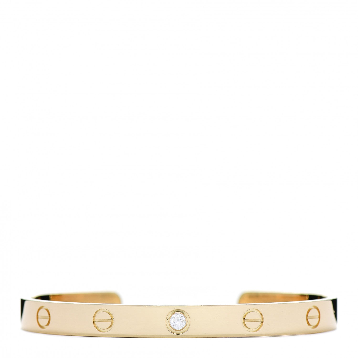 Cartier 18K Yellow Gold 1 Diamond LOVE Cuff Bracelet 18 1 of 3