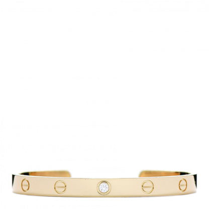 Cartier 18K Yellow Gold 1 Diamond LOVE Cuff Bracelet 18 1 of 3