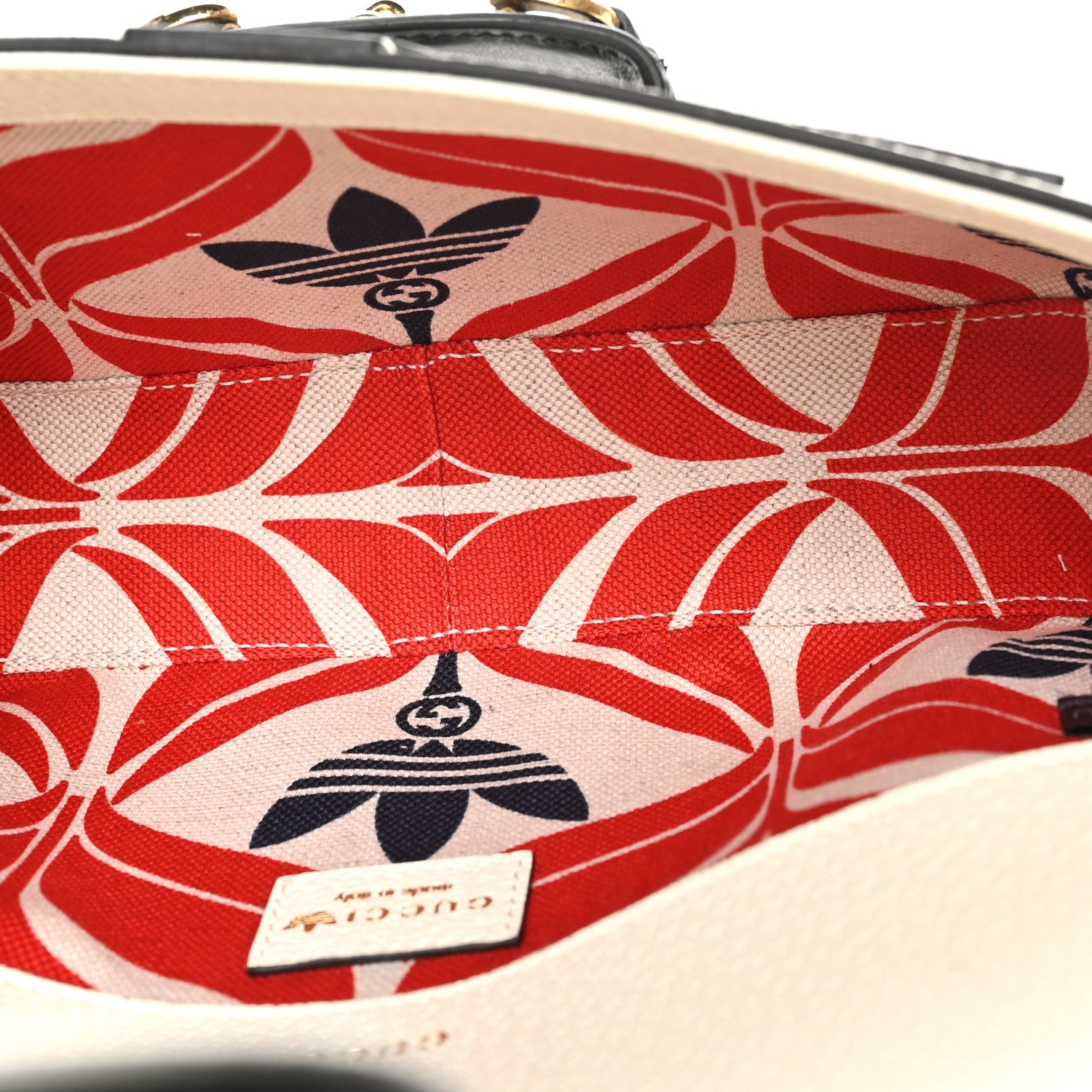 Gucci X ADIDAS Textured Dollar Calfskin Web Small Trefoil Horsebit 1955 Shoulder Bag White 5 of 11