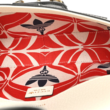 Gucci X ADIDAS Textured Dollar Calfskin Web Small Trefoil Horsebit 1955 Shoulder Bag White 5 of 11
