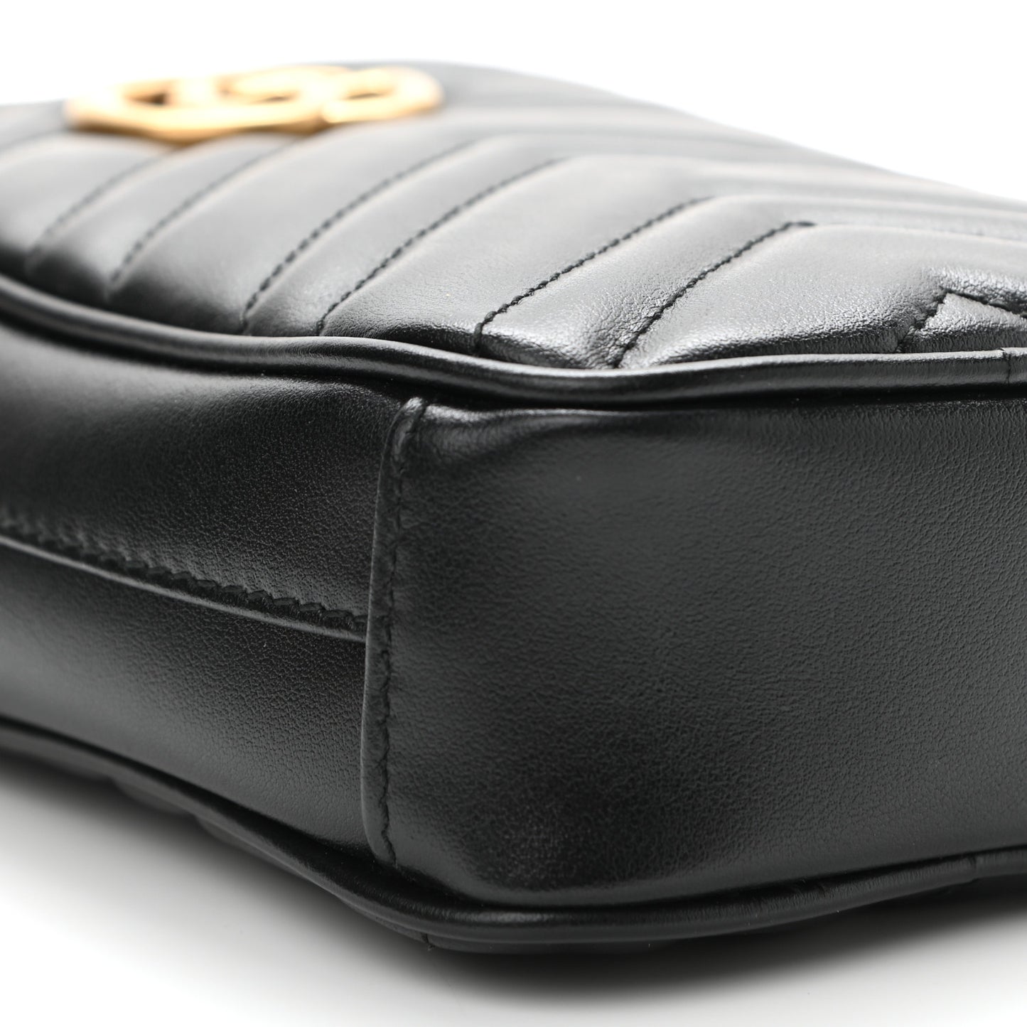 Calfskin Matelasse Mini GG Marmont Crossbody Bag Black