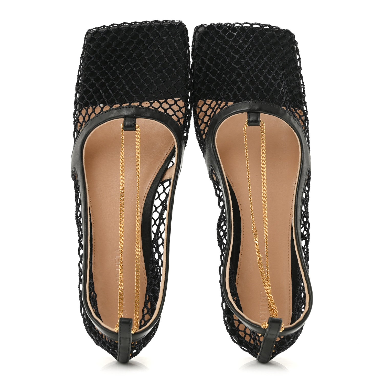 Bottega Veneta Mesh Nappa Chunky Chain Stretch Ballerina Flats 36 Black 2 of 8