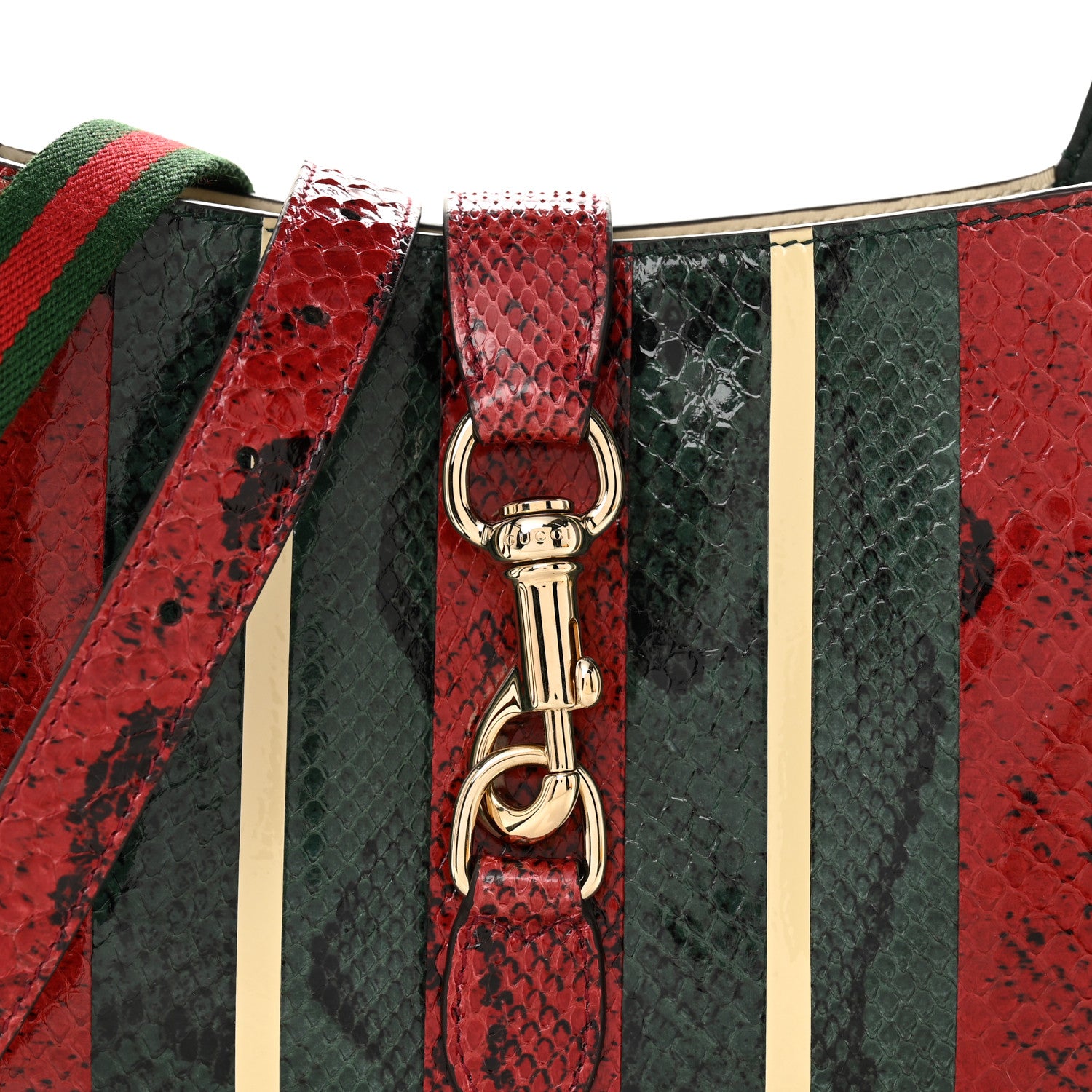 Gucci Snakeskin Web Small Jackie 1961 Hobo Green 8 of 14