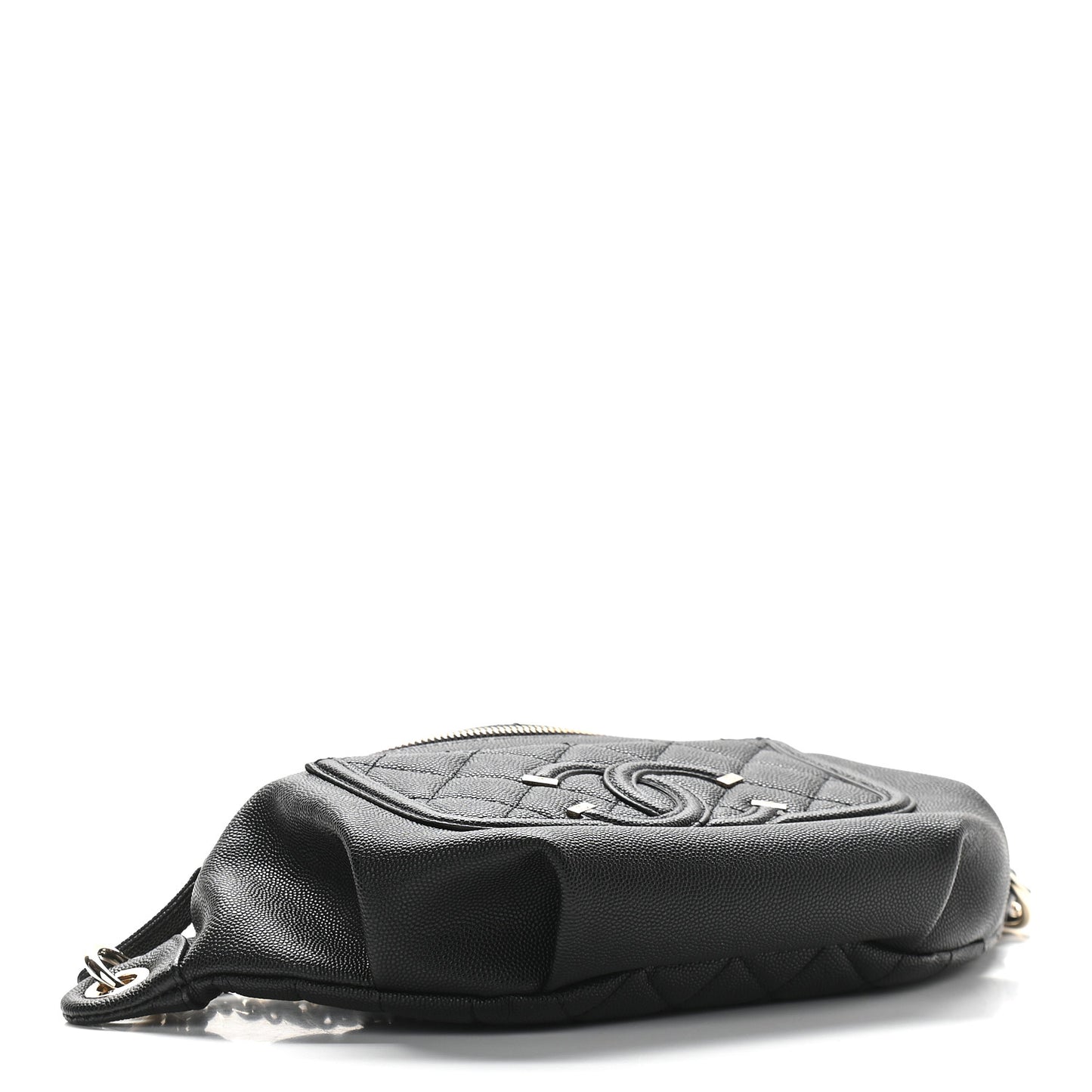 Caviar Quilted Filigree Waist Bag Black