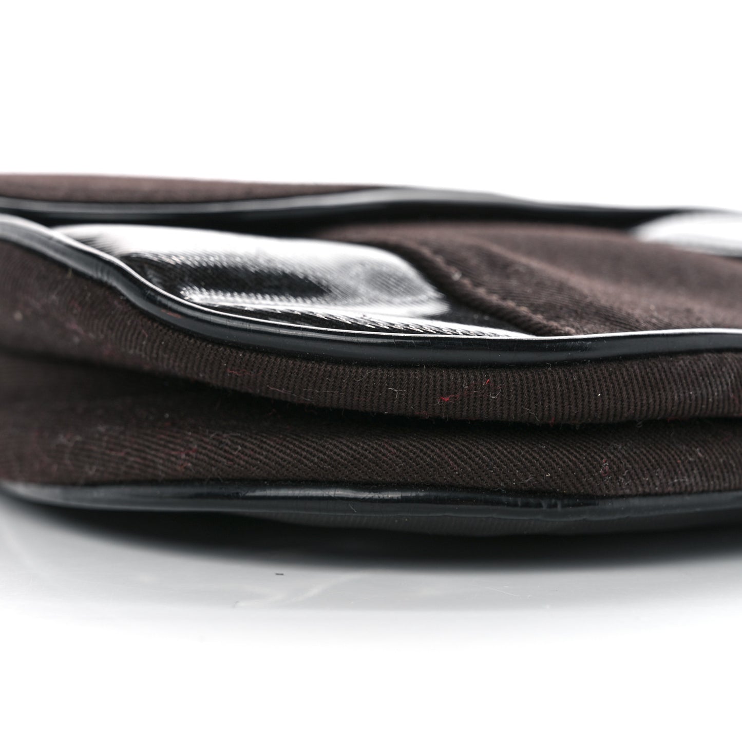Canvas Patent Double Saddle Bag Brown Black