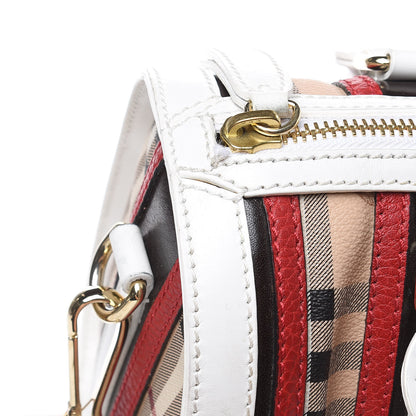 Burberry Haymarket Check Medium Alchester Bowling Bag White Military Red 15 of 15