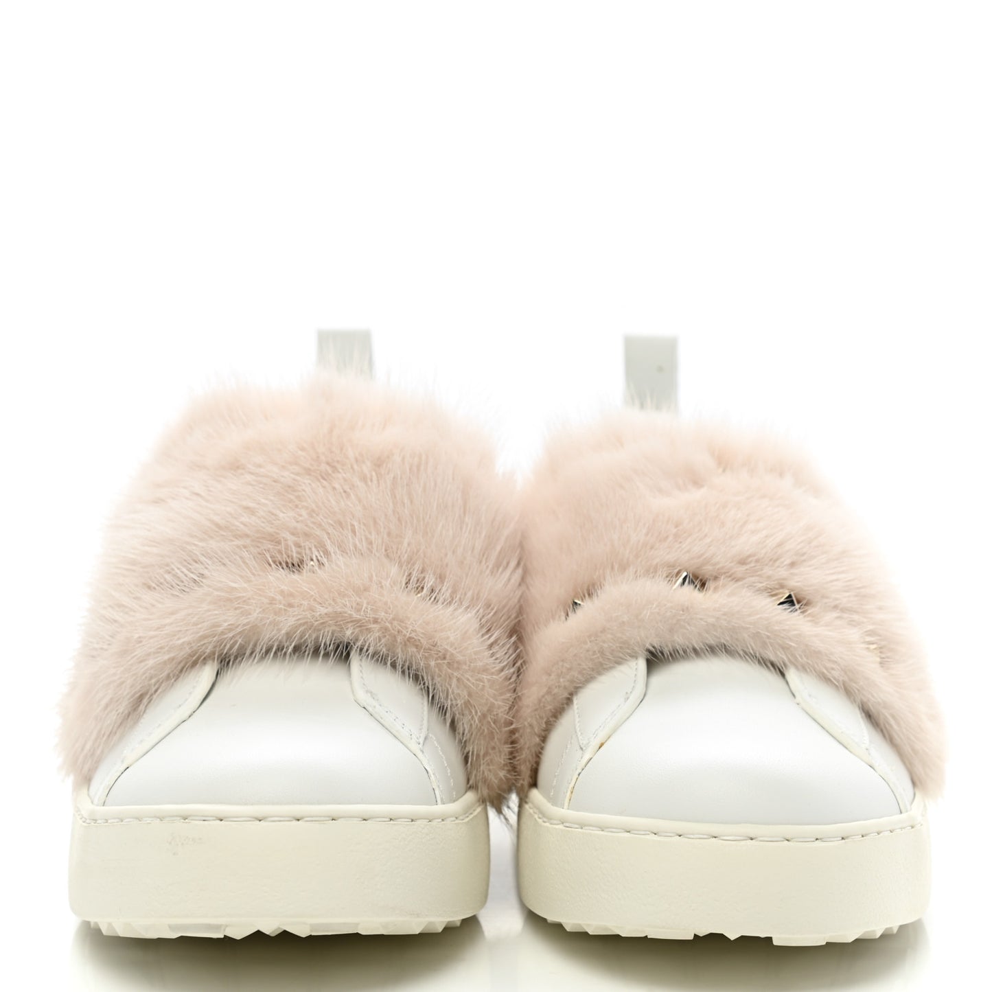 Calfskin Mink Fur Sneakers 38.5 White Rosa