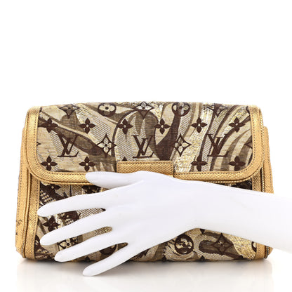 Louis Vuitton Monogram Brocade Thalie Clutch Gold 4 of 22