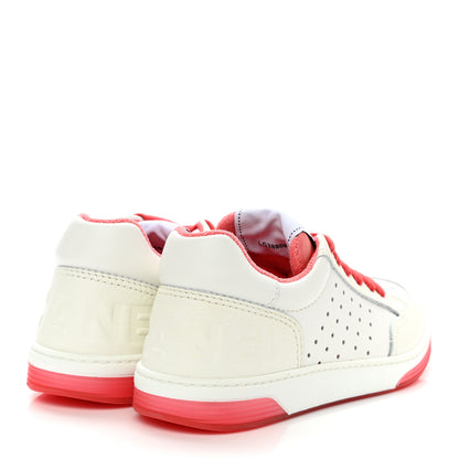Chanel Grained Calfskin Fabric Womens Logo Sneakers 35 White Red 4 of 7