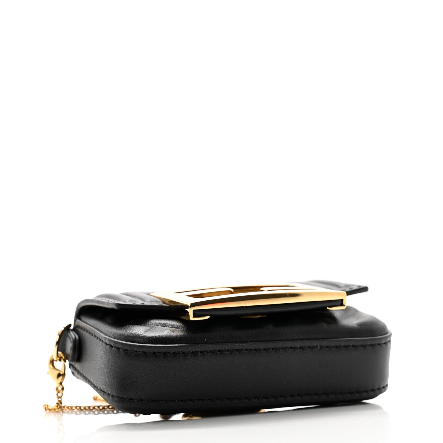 Fendi Nappa Matisse FF Embossed Nano Maxi Buckle Baguette Charm Black 4 of 9