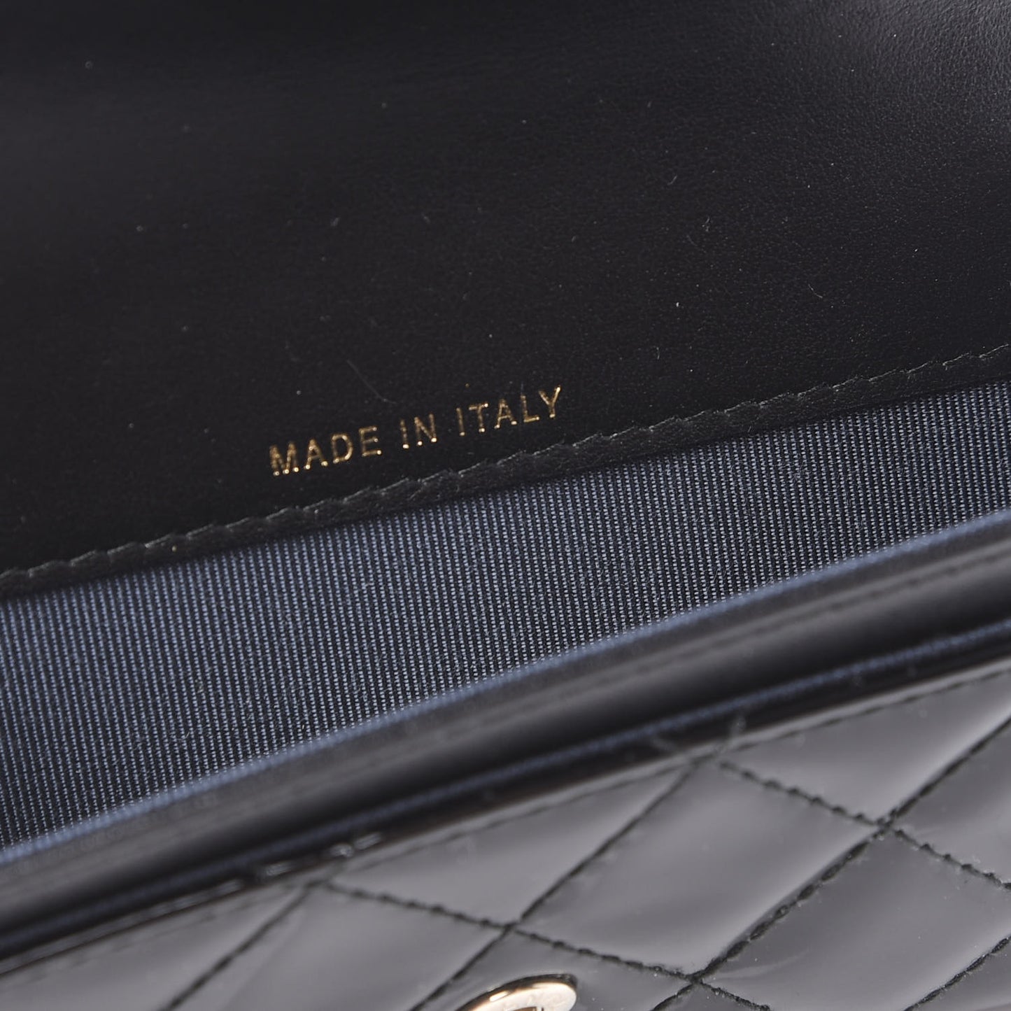 Patent Quilted Flap Card Holder Wallet Black