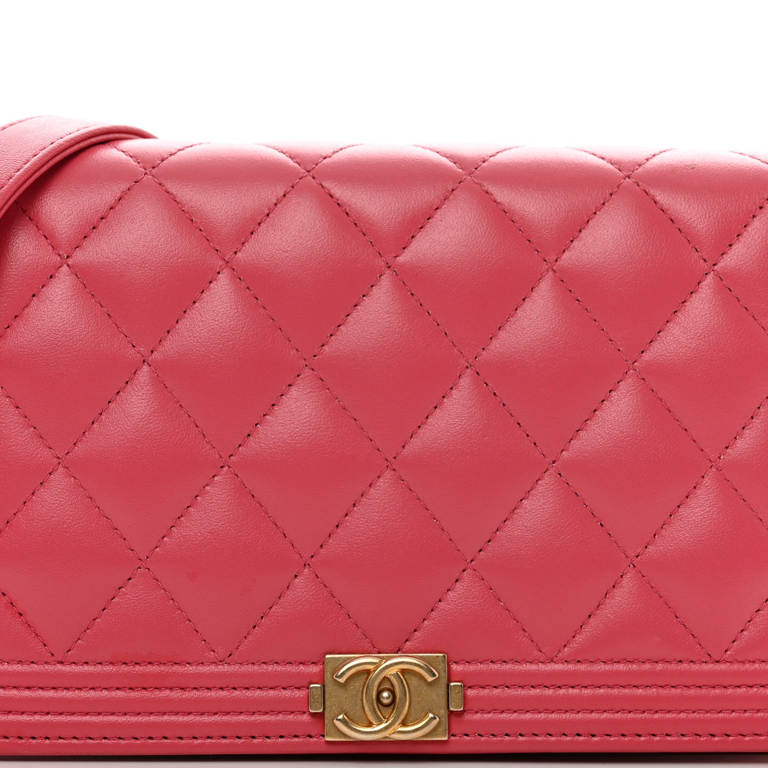 Chanel Lambskin Quilted Boy Wallet On Chain WOC Pink 9 of 14