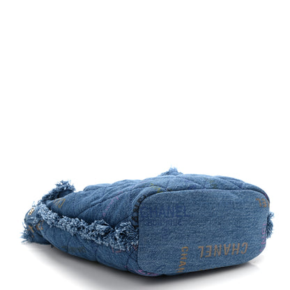 Chanel Denim Quilted Mood Bucket With Chain Blue Multicolor 4 of 10
