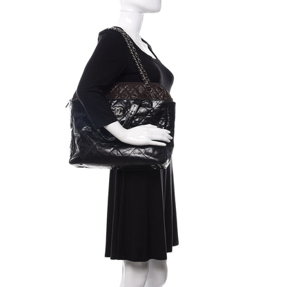 Chanel Glazed Calfskin Lambskin Portobello Tote Black 2 of 11
