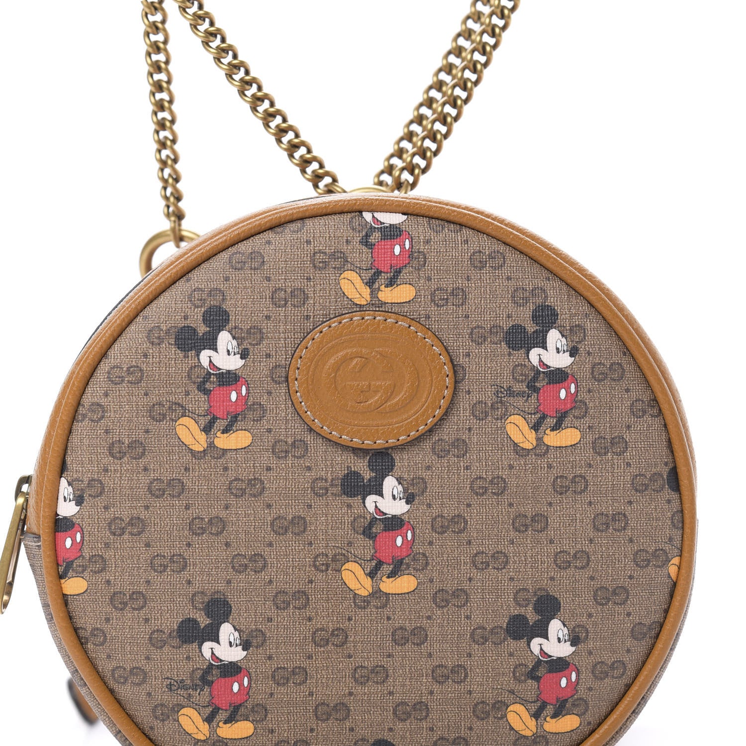 Gucci X DISNEY Mini Vintage GG Supreme Monogram Mickey Mouse Round Backpack Beige Vintage Sun Oil 7 of 10