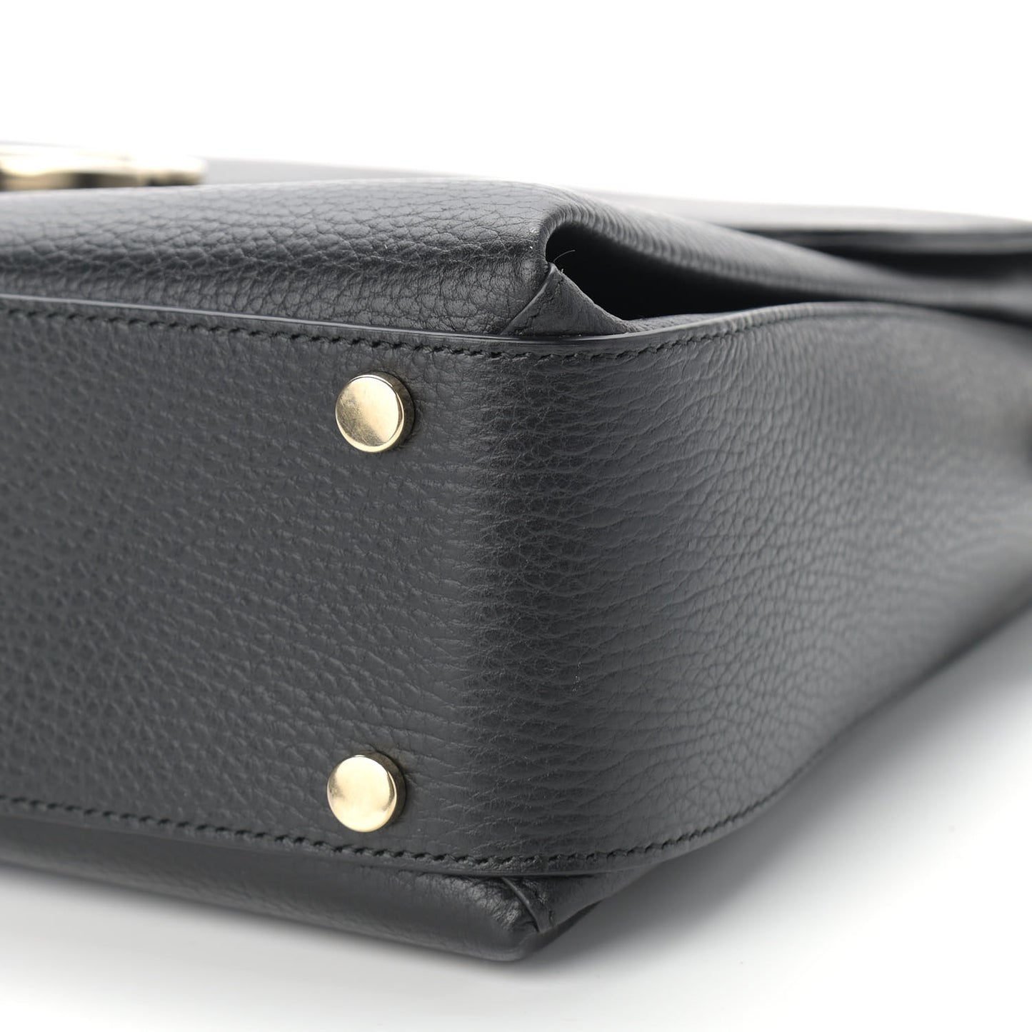 Dollar Calfskin Medium Interlocking G Top Handle Shoulder Bag Black