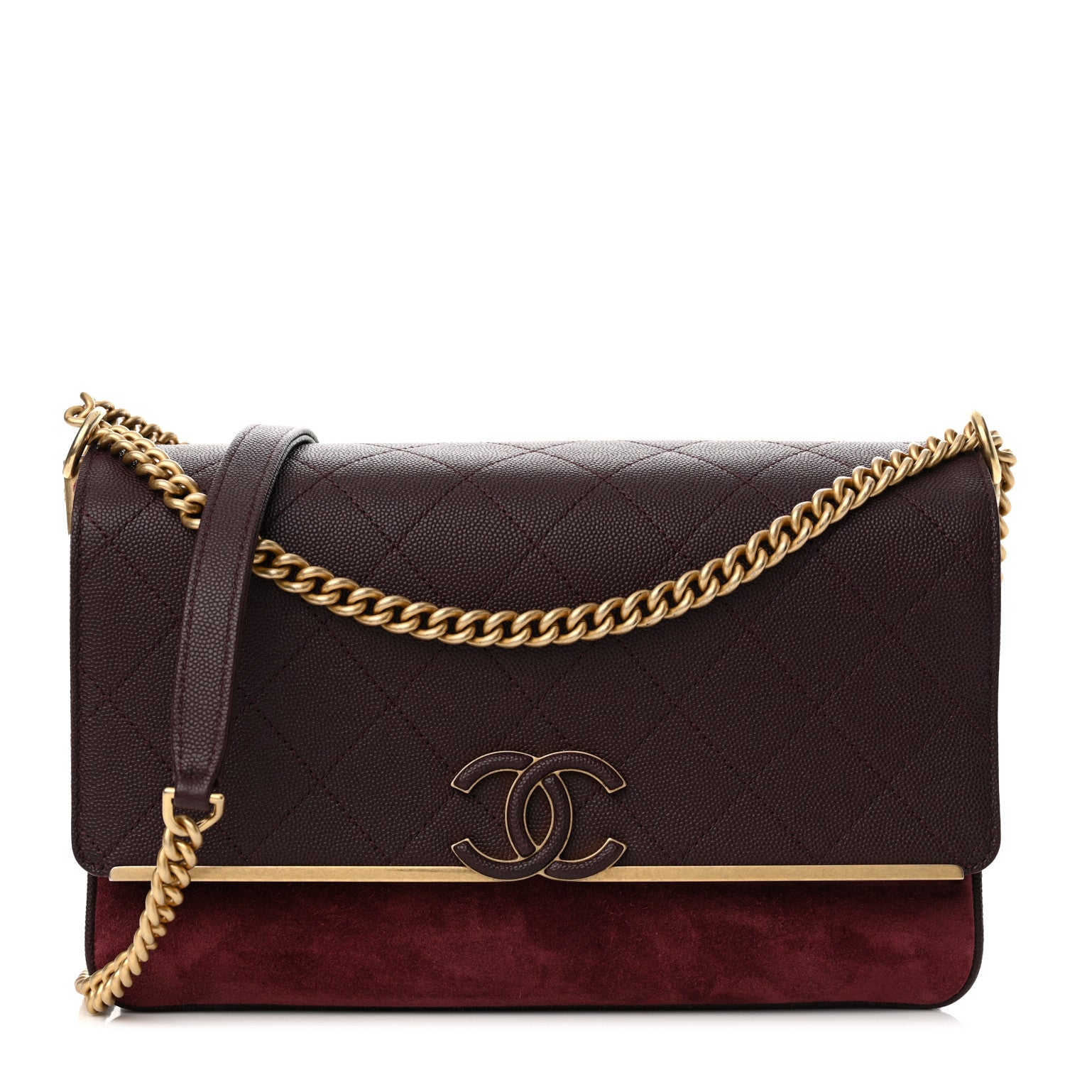Chanel Caviar Suede Stitched Lady Coco Flap Burgundy 1 of 12