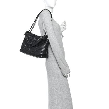 Saint Laurent Lambskin Quilted Monogram Monochrome Small Loulou Puffer Chain Satchel Black 2 of 10
