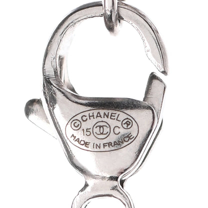 Chanel Pearl Baguette Crystal CC Moon Long Necklace Silver 5 of 5