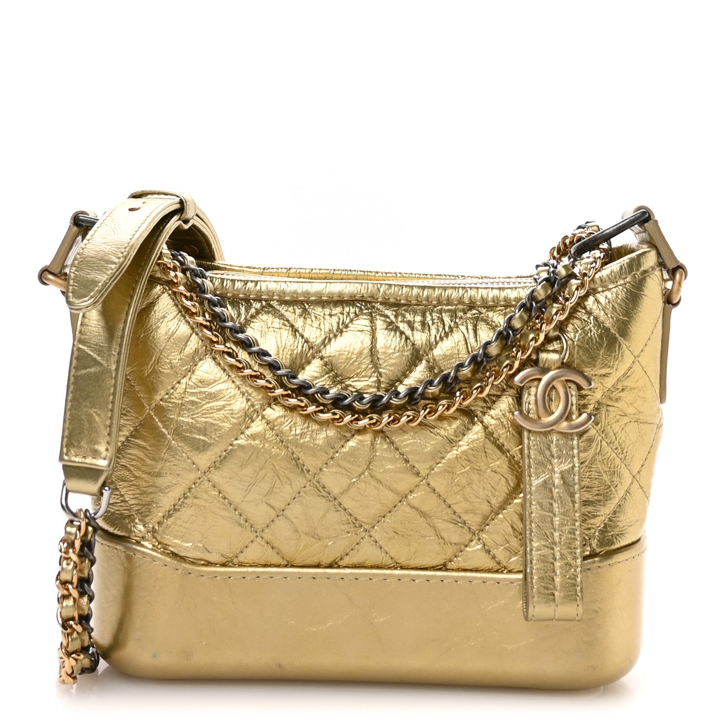 Chanel Metallic Aged Calfskin Quilted Small Gabrielle Hobo Gold 1 of 10