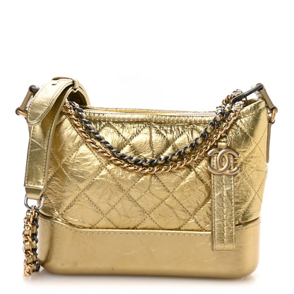 Chanel Metallic Aged Calfskin Quilted Small Gabrielle Hobo Gold 1 of 10