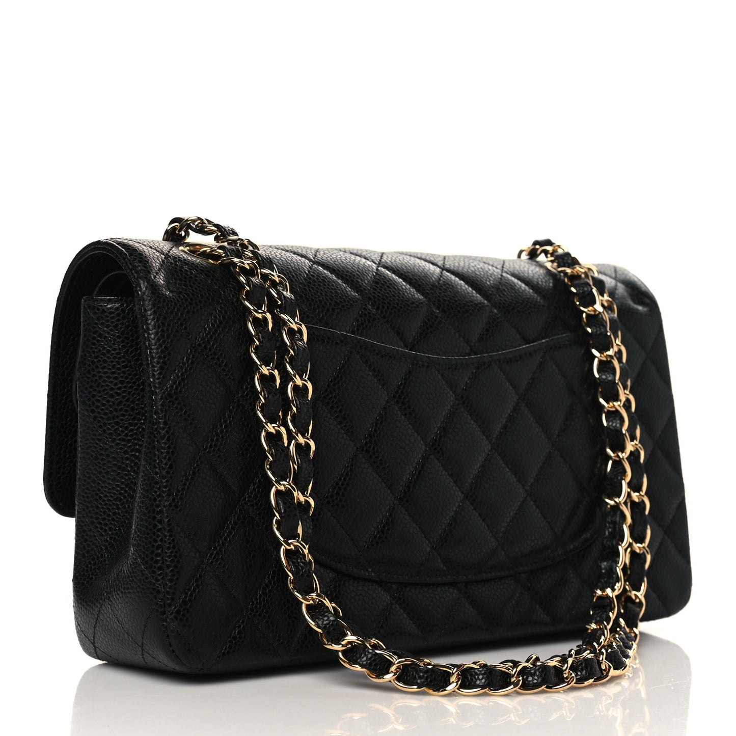 Caviar Quilted Medium Double Flap Black