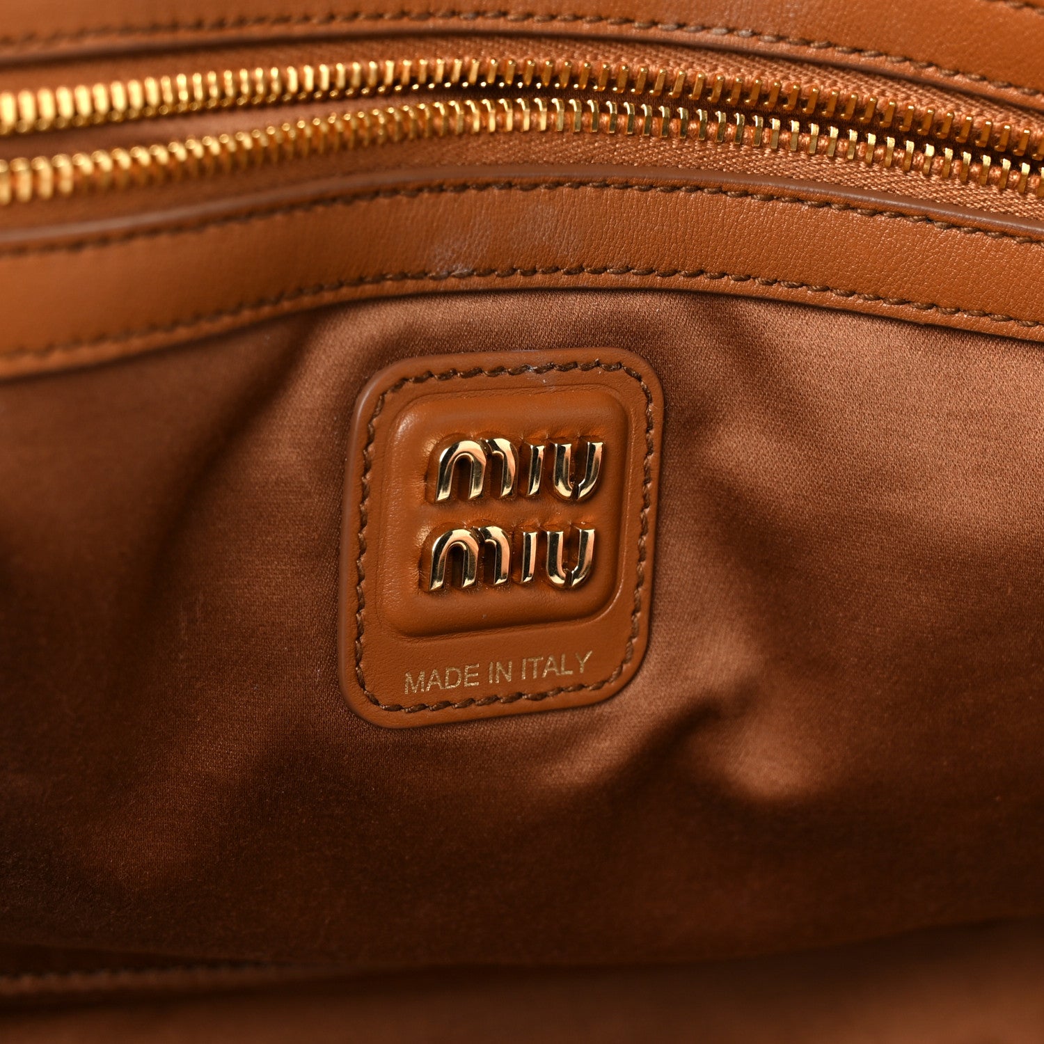 Miu Miu Soft Calf Softy Large Beau Top Handle Bag Cognac 1822152