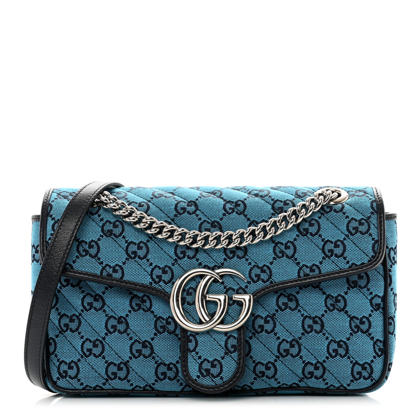 Monogram Multicolor Matelasse Diagonal Small GG Marmont Shoulder Bag Blue