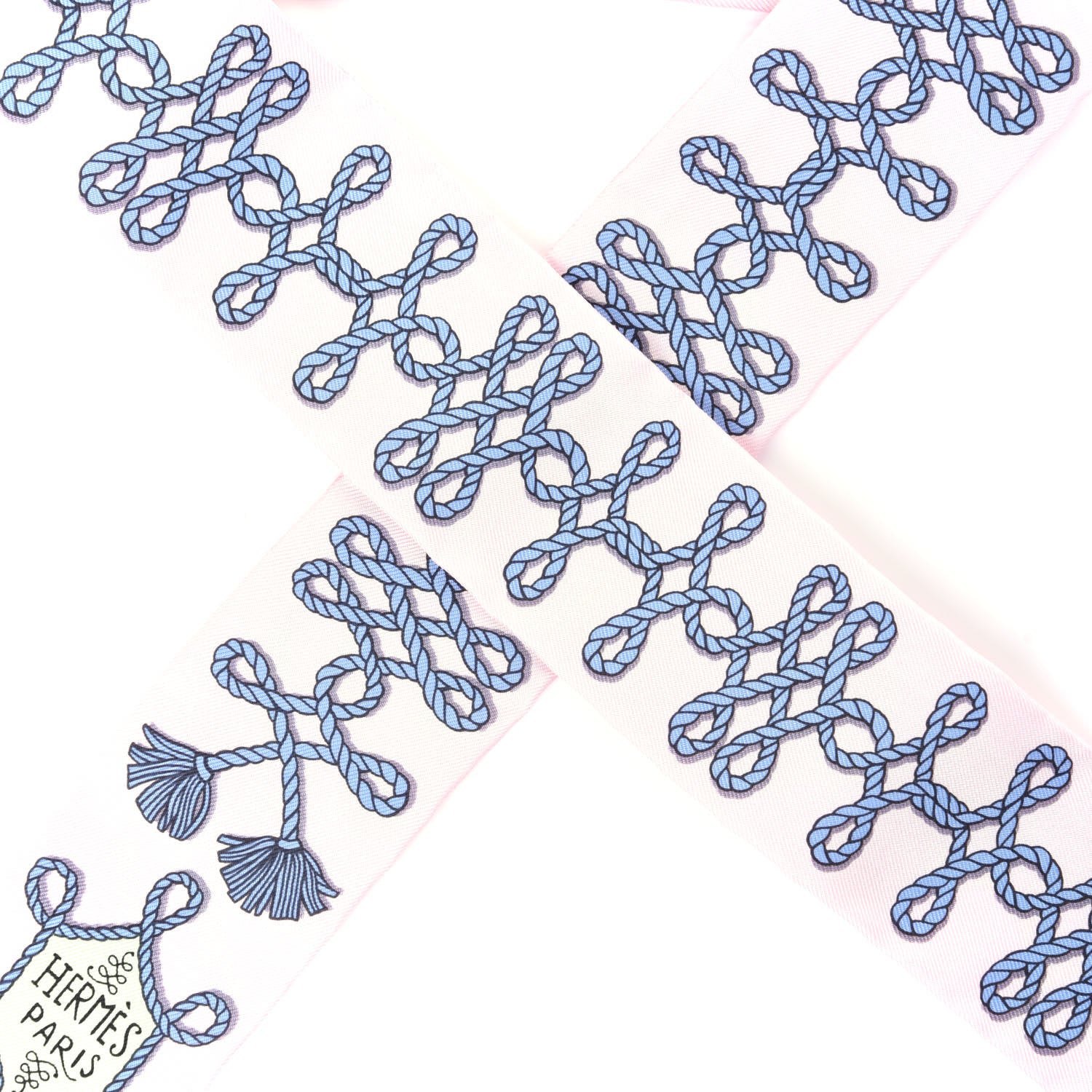 Hermes Silk Galons Et Brandebourg Twilly Rose Pale Bleu Jean 2 of 4