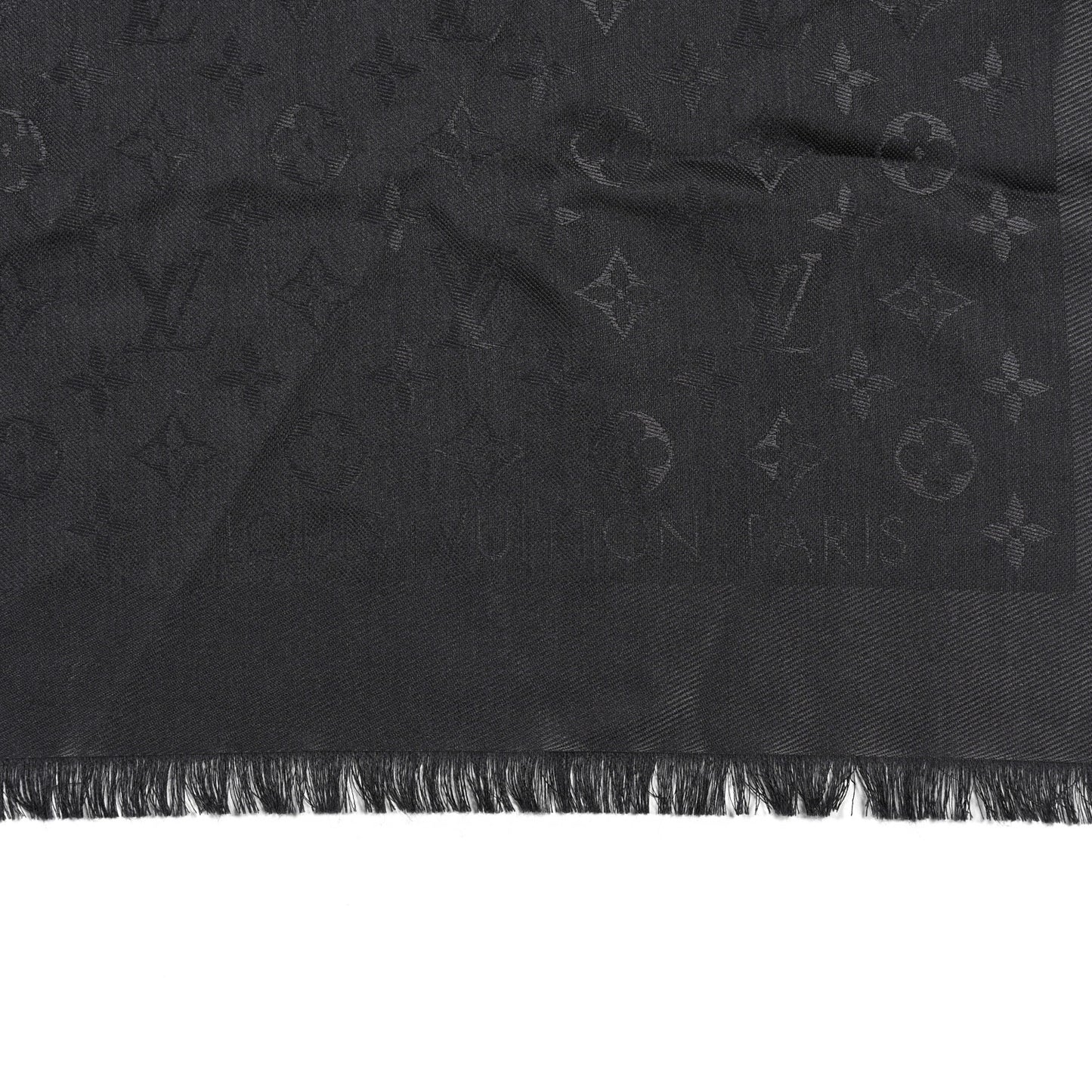 Silk Lurex Wool Monogram Shine Shawl Black