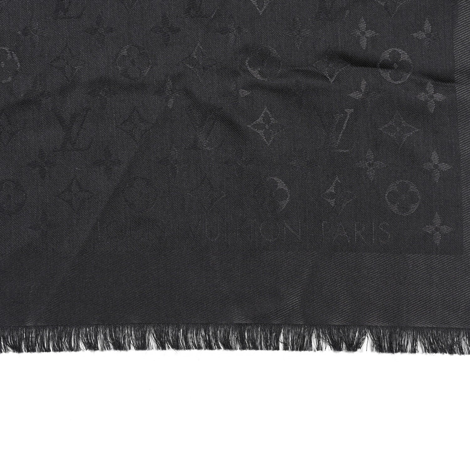 Louis Vuitton Silk Lurex Wool Monogram Shine Shawl Black 2 of 4