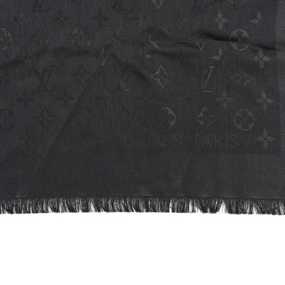 Louis Vuitton Silk Lurex Wool Monogram Shine Shawl Black 2 of 4