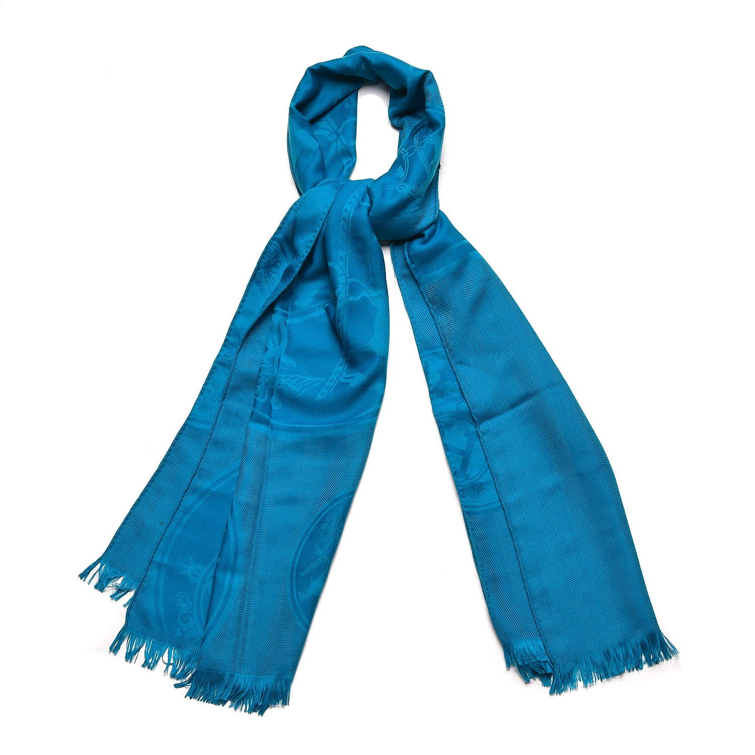Hermes Cashmere Silk New Libris Stole Cobalt 1 of 5