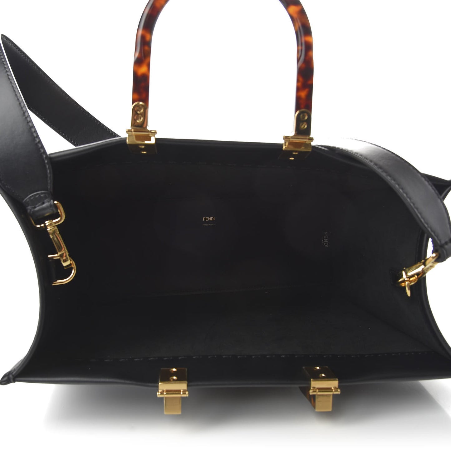 Vitello King Plexiglass Medium Fendi Sunshine Shopper Tote Black