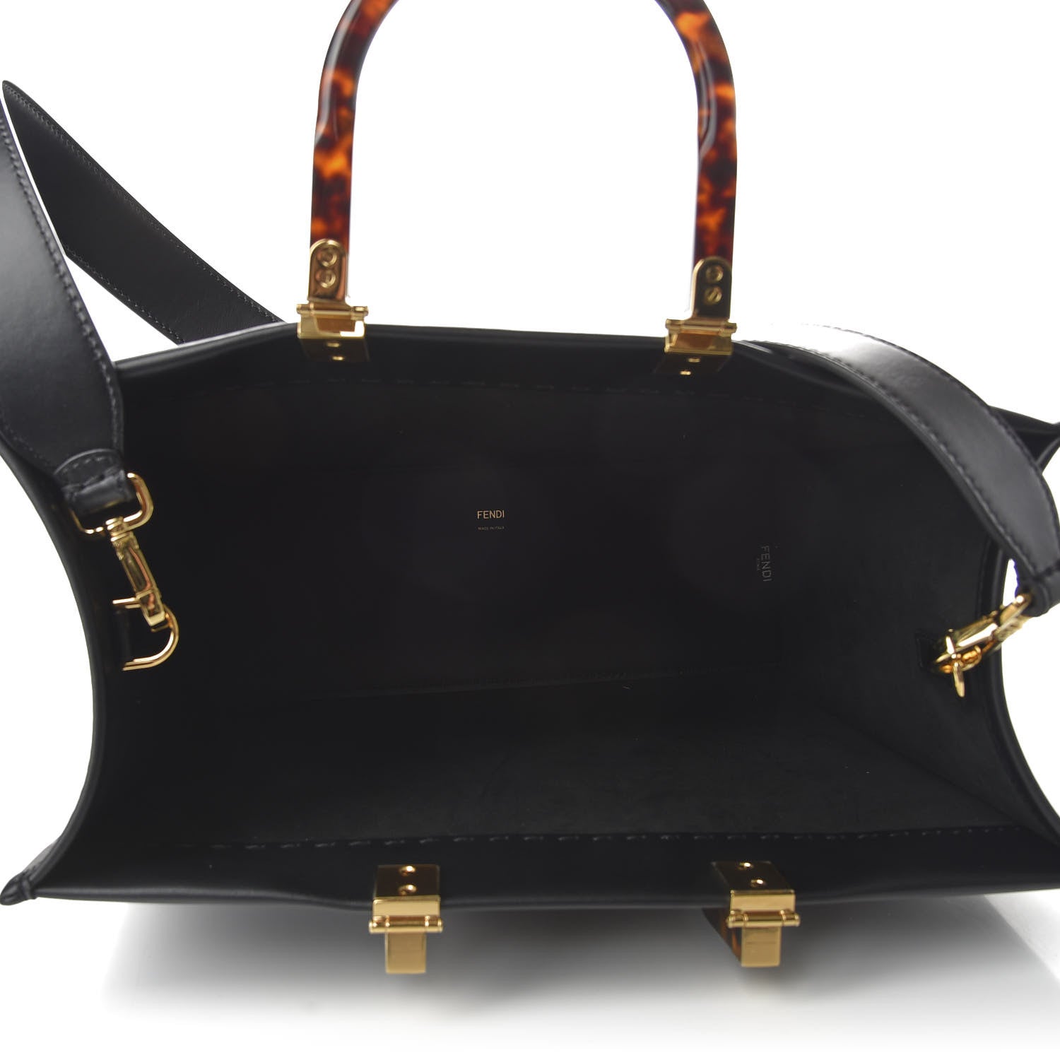 Fendi Vitello King Plexiglass Medium Fendi Sunshine Shopper Tote Black 5 of 9