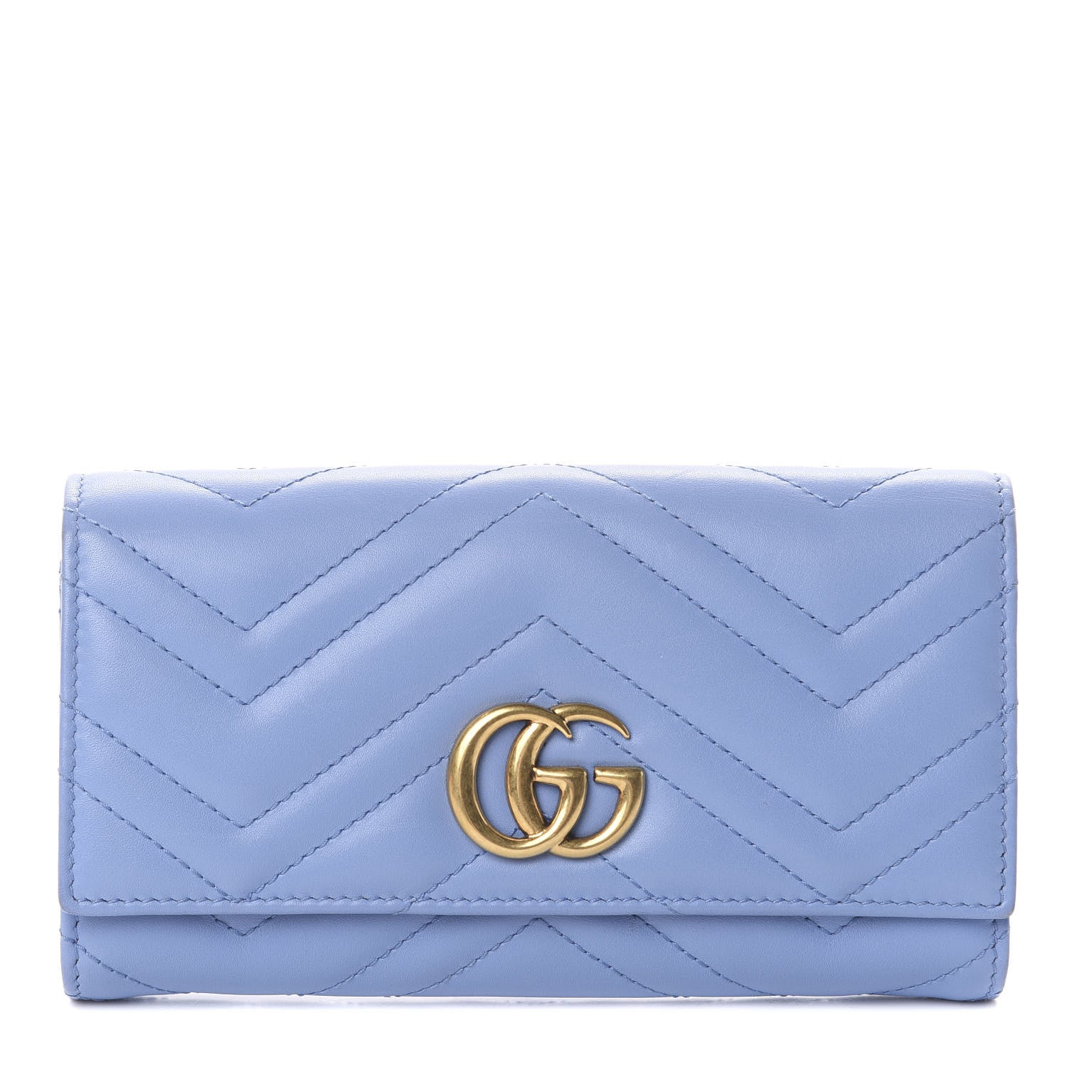 Gucci Calfskin Matelasse GG Marmont Continental Wallet Clear Sky Blue 1 of 6