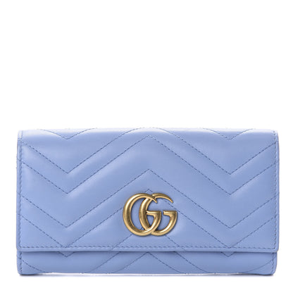 Gucci Calfskin Matelasse GG Marmont Continental Wallet Clear Sky Blue 1 of 6