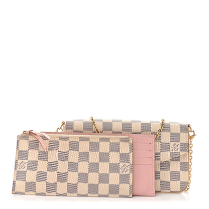 Louis Vuitton Damier Azur Pochette Felicie Chain Wallet Rose Ballerine 3 of 18