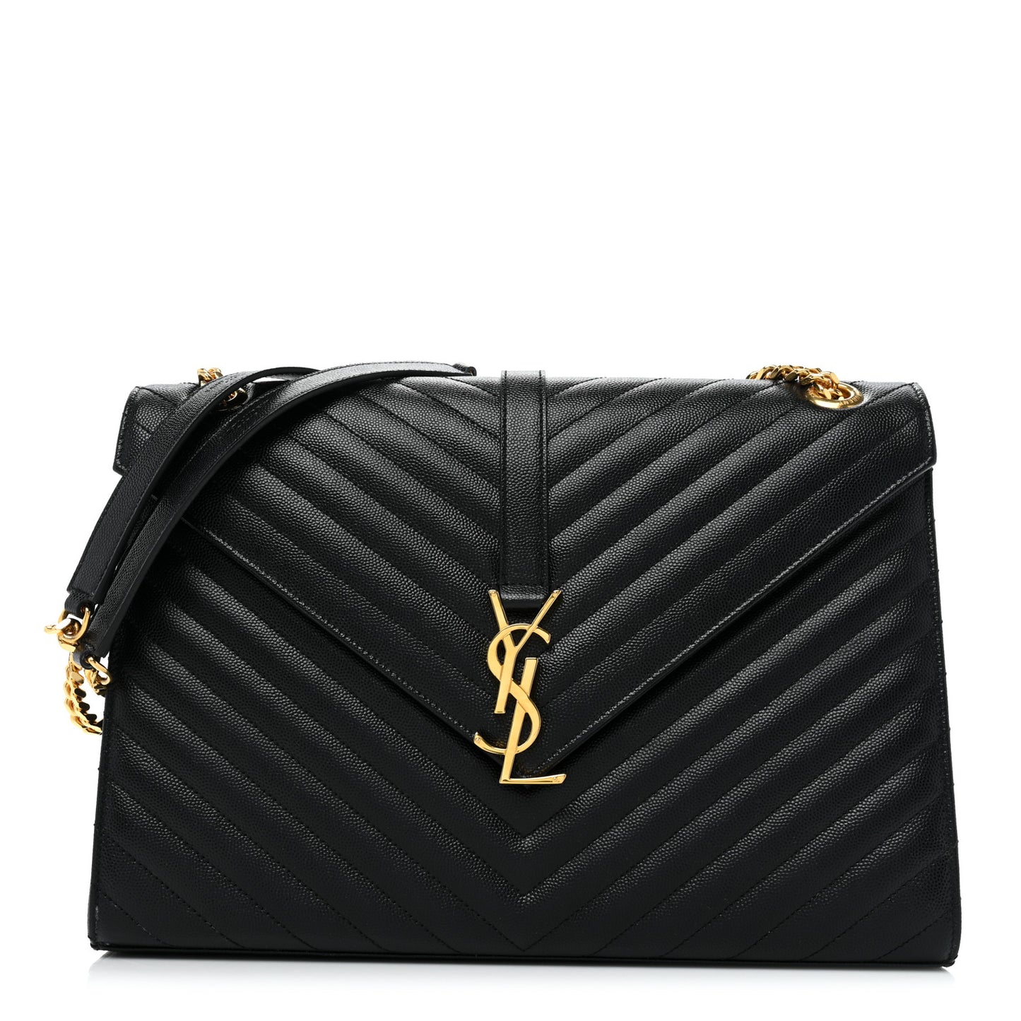 Grain De Poudre Matelasse Chevron Large Monogram Satchel Black