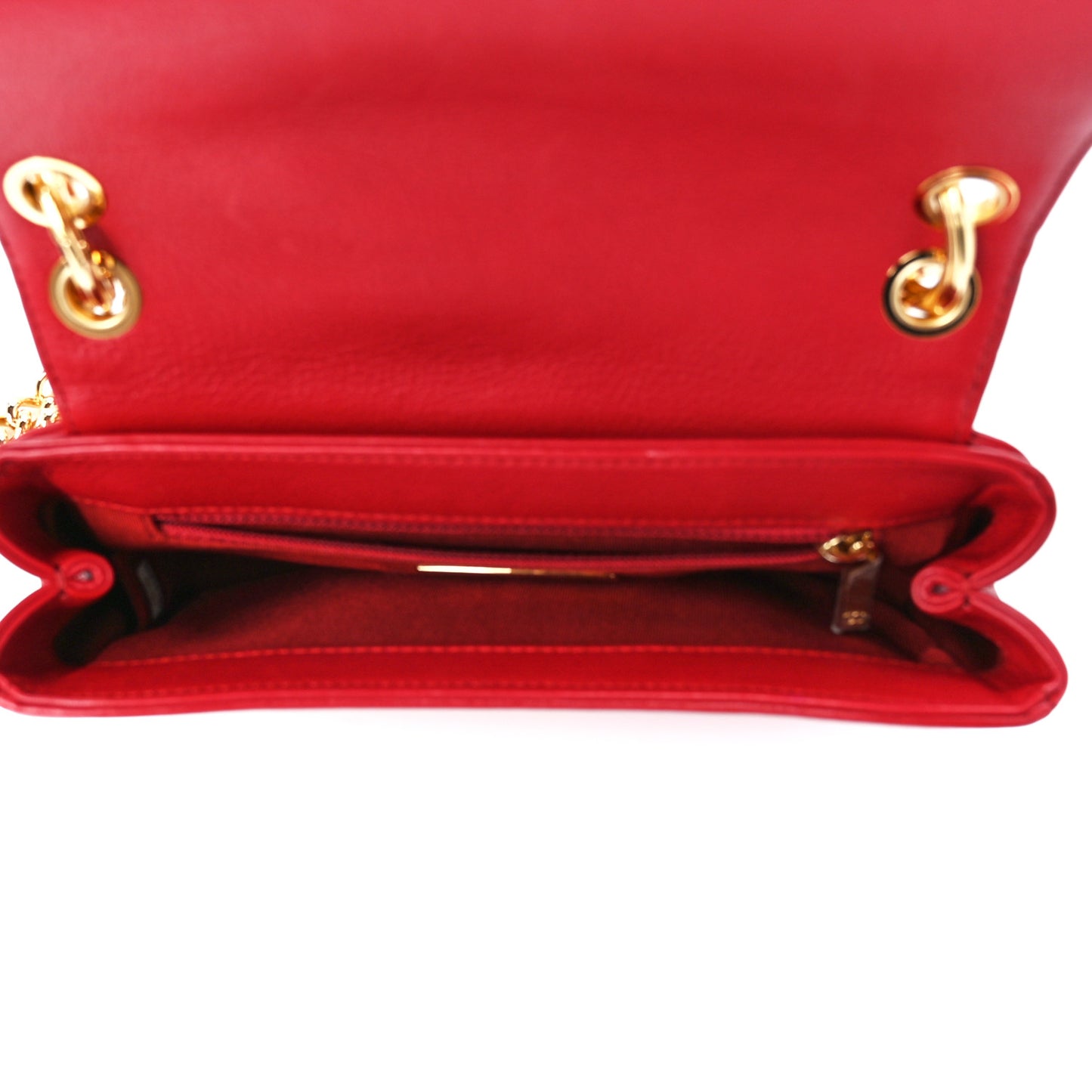 Calfskin Quilted Small Underline Flap Red