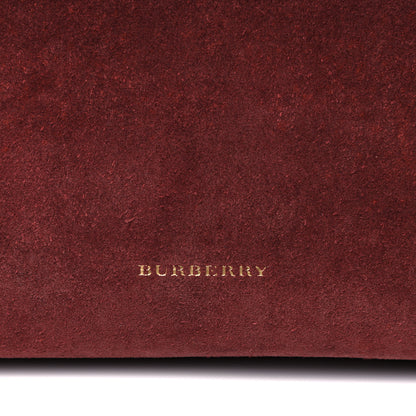 Burberry Suede Calfskin House Check Large Banner Tote Mahogany Red 9 of 16