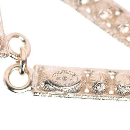 Chanel Crystal Cha-Nel Logo Drop Earrings Gold 4 of 5