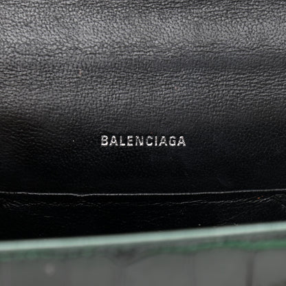 Balenciaga Shiny Calfskin Crocodile Embossed XS Sharp Top Handle Bag Forest Green 6 of 12