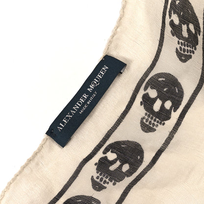 Alexander McQueen Silk Chiffon Skull Scarf Ivory Black 2 of 6