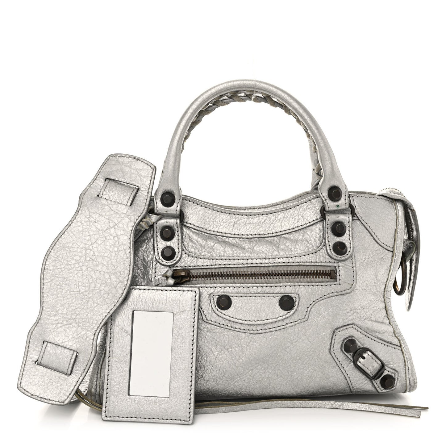 Metallic Agneau Classic Hardware Mini City Gris Aluminum
