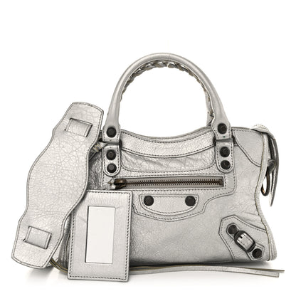 Balenciaga Metallic Agneau Classic Hardware Mini City Gris Aluminum 1 of 10