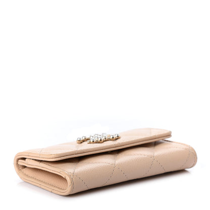 Chanel Caviar Pearl Quilted Coco Candy Flap Card Holder Beige 4 of 8