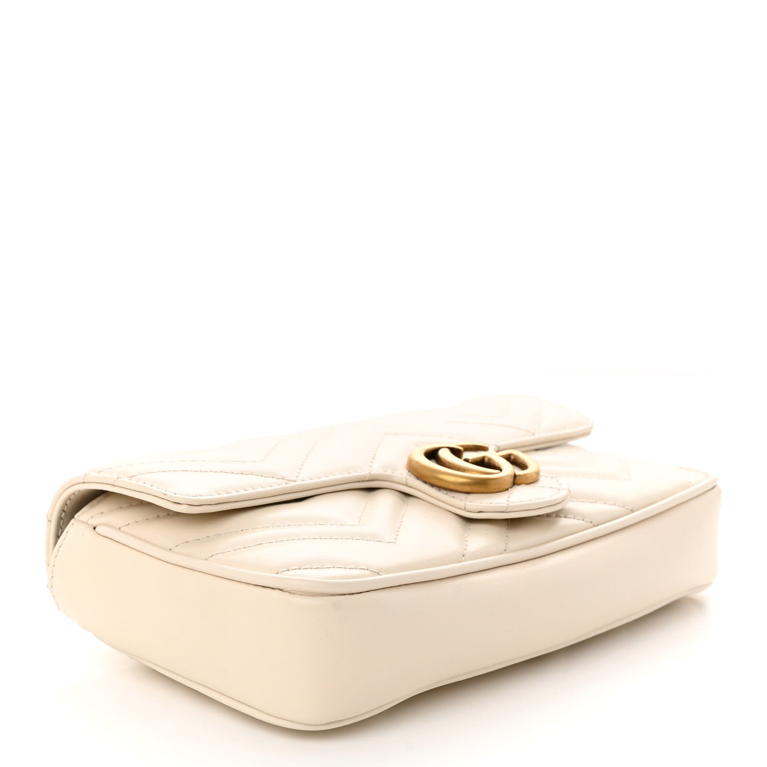 Gucci Calfskin Matelasse Mini GG Marmont Shoulder Bag With Card Holder White Black 5 of 12