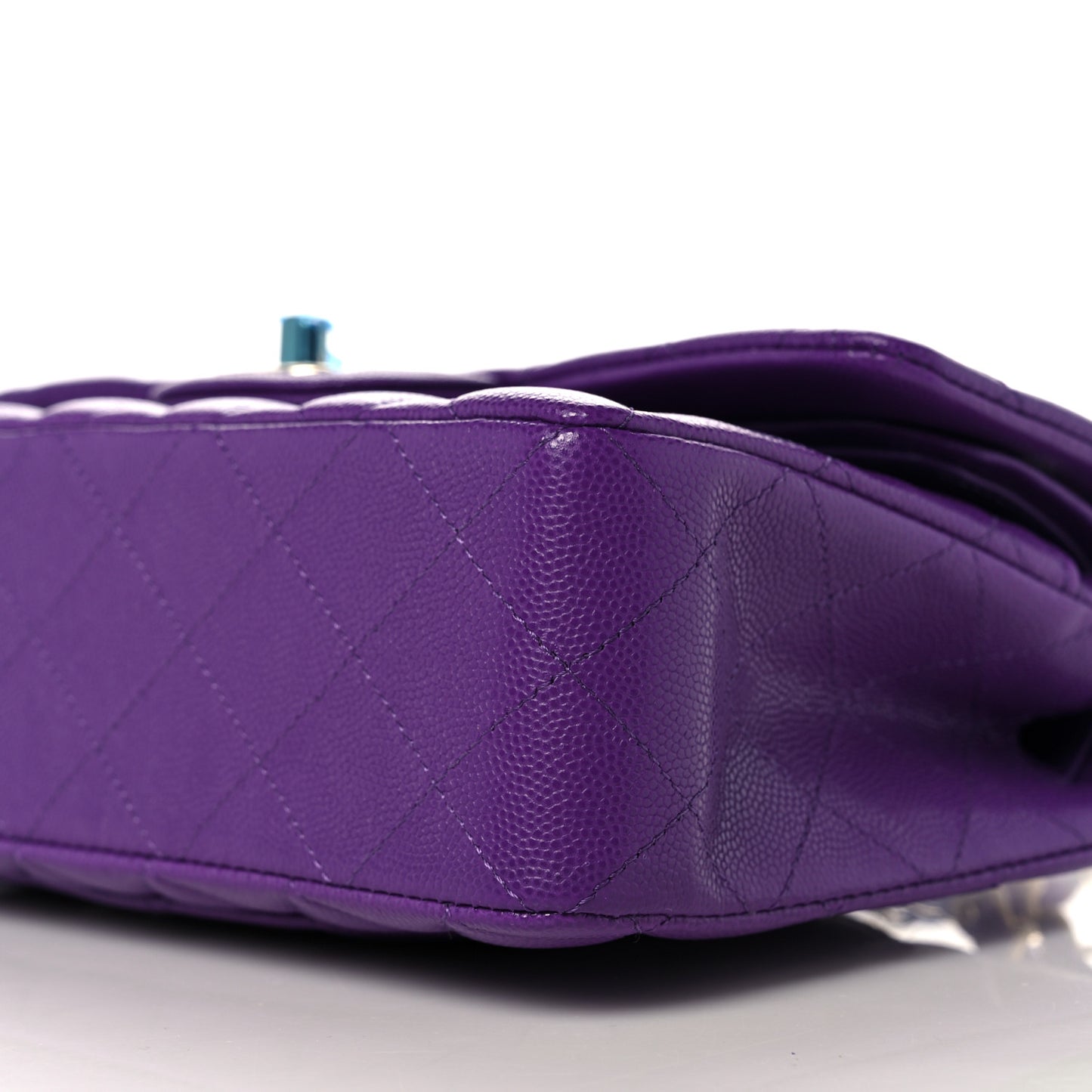 Caviar Quilted Small Double Flap Dark Purple
