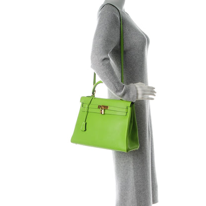 Hermes Veau Gulliver Kelly Retourne 32 Vert Cru 2 of 27